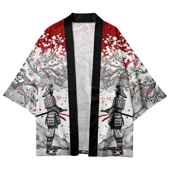 הסמוראי היפני אופנה סאקורה הדפסה קימונו מסורתי החוף מזדמנים קרדיגן יאקאטה נשים גברים Cosplay Haori אסיה בגדים