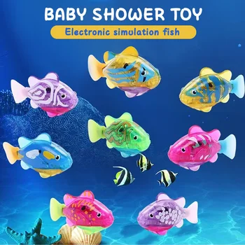 הקיץ בייבי צעצועי אמבטיה אור אינדוקציה שחייה דגים אלקטרוניים דגים סימולציה דג רובוט דגים צעצועים במים מתנות לילדים
