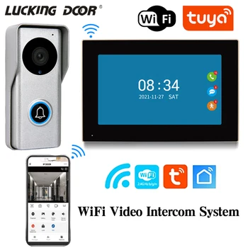 וידאו 1080P מערכת אינטרקום מסך HD DoorPhone הביתה אלחוטית WiFi חכם וידאו פעמון הדלת קווי פעמון TUYA אפליקציה Smartlife