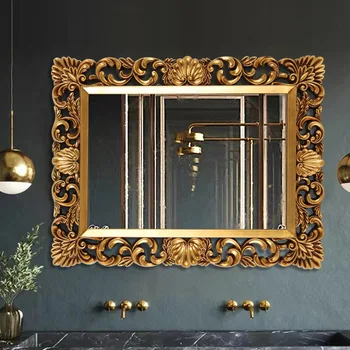 זהב בציר הגובה דקורטיביים ראי קיר גדול אסתטי דקורטיבי במראה האמבטיה Specchio קישוט בית YX50DM