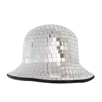 זוהר ריינסטון קאובוי כובע עם כדור דיסקו לסיים את המראה - נוצץ המערבי בוקרת כובע מסיבות במסיבות ופסטיבלים