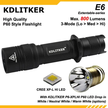 חדש KDLITKER E6 עם KDLITKER P6-XPLHI לבן / ניטרלי לבן / לבן חם P60 סגנון LED ירידה מודול - שחור