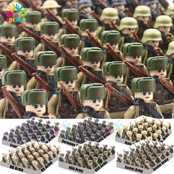 חדש לילדים צעצועים WW2 צבאי דמויות אבני בניין האומה חיילי צבא להרכיב לבנים צעצועים חינוכיים לילדים מתנה לחג המולד