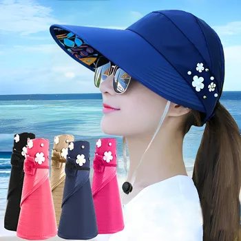 חדש נשים של השמש בקיץ כובע מתקפל פרח כובע מגן ו שמשיה חוצות אופניים לטיול הגדול שוליים של דייג הכובע