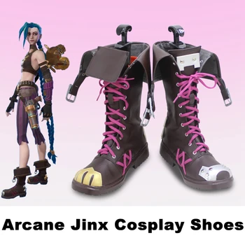 חדשות אנימה קוספליי אביזרים המשחק LOL אנימציה מסתורי ג ' ינקס מותאם אישית מגפיים ליל כל הקדושים להראות נעליים 35-50 למבוגרים להתאמה אישית