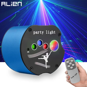 חייזרים שליטה מרחוק 64 דפוסי DJ, דיסקו RGB שלב אור לייזר מקרן קול USB מסיבת חג ריקוד חתונה בר אפקט אור