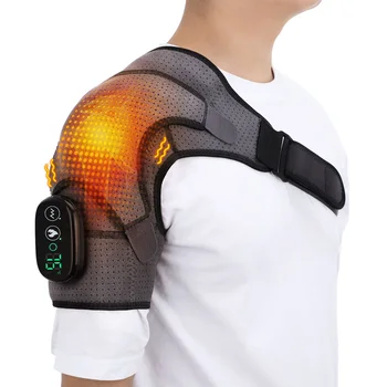 חימום חשמלי כתף למשענת תצוגת LED רטט התמיכה הכתף רצועת חגורה עבור פרקים ,שחור