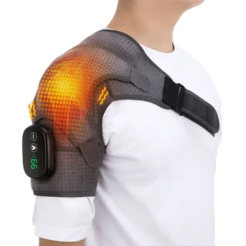 חימום חשמלי כתף למשענת תצוגת LED רטט התמיכה הכתף רצועת חגורה עבור פרקים ,אפור