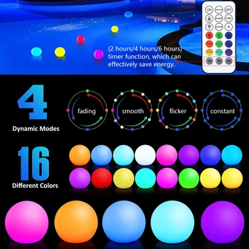 חיצונית בריכת שחייה מתחת למים אורות הכדור עמיד למים עם שלט בריכה גן 4pcs צף אורות הבריכה עם 16 צבעים