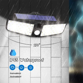 חיצונית חזקה סולארית LED חיישן תנועה, קיר אור IP65 עמיד למים אבטחה סולארית אלחוטית חיצונית מנורת הגן