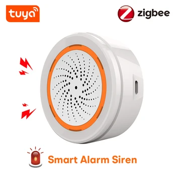 חכם חיים Zigbee אזעקת סירנה בשביל Tuya אוטומציה ביתית מערכת אבטחה עם 90dB רמקול חזק מנורה התראה