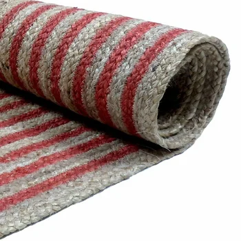יוטה השטיח צורת ריבוע הפיך יוטה שטיח קלוע מודרני כפרי נראה עיצוב חדר השינה שטיח הסלון לעיצוב הבית