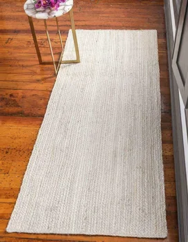 יוטה השטיח רץ קלוע לבן שטיח עבודת יד, מודרניים, אזור מגורים שטיח עיצוב שטיחים