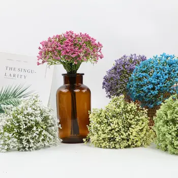 יחיד סניף צבע מילאנו Gypsophila Femtive פרחים מלאכותיים מזויפים פרח סיטוני זר כלה לחתונה להגדיר בעבודת יד Diy