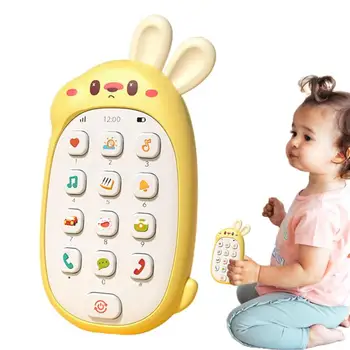 ילד צעצוע טלפון לעיסה האוזן ילד טלפון צעצוע חמוד באני במצב מופעל באמצעות סוללה צעצוע חינוכי רב תכליתי עבור גן ילדים