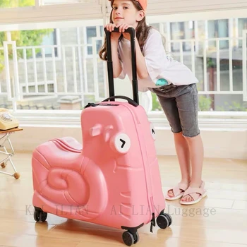 ילדים עגלת המזוודות תיק נסיעות המזוודה ילדים מזוודות טרולי גלגלים ספינר תיק תינוק חמוד המשך נסיעה המטען מזוודה
