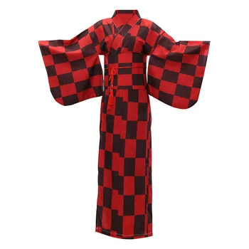 יפן המסורתית קימונו רשמי ללבוש חלוק רחצה אדום, השולחן הארוך ביצועי הבמה בגדים