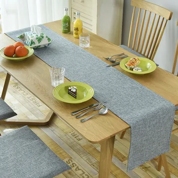 יפנית פשתן כותנה צבע אחיד אפור שולחן ראנר חדש המערבי שולחן האוכל רץ תה המפה
