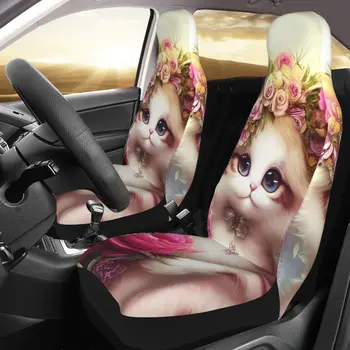 יצורים חמוד - מתוק ייחודי קסום חתלתול המכונית כיסוי מושב מותאם אישית הדפסה אוניברסלי מול מגן אביזרים כרית להגדיר