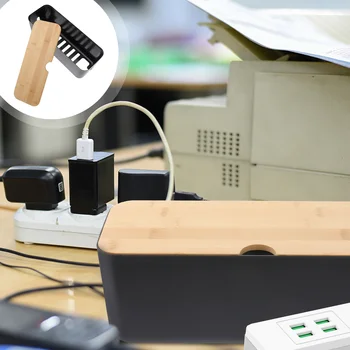 כבל ארגונית תיבת כבלים ניהול תיק שחור גדול כבל מארגני עם עץ המכסה עבור רכזת USB השולחן רצועת המחשב הביתה.