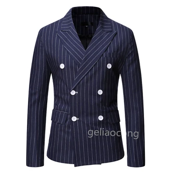 כחול/אפור/שחור Slim Fit Mens מעיל חדש אופנתי בגדים מזדמן עסקים סגנון כפול עם חזה ז ' קט גברי הנשף מקסימום המעיל