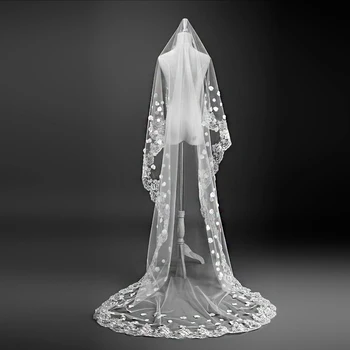 לבן שנהב החתונה רעלות 2016 הכלה החדשה נישואין חוט קצר סעיף 3 מטרים עצם כלה תחרה רעלה אביזרים החתונה