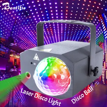 לייזר דיסקו אור קסם כדור מועדון לילה קריוקי מסיבת אורות הביתה ערב מועדון בר תאורת הבמה קול הופעל 128 דפוס