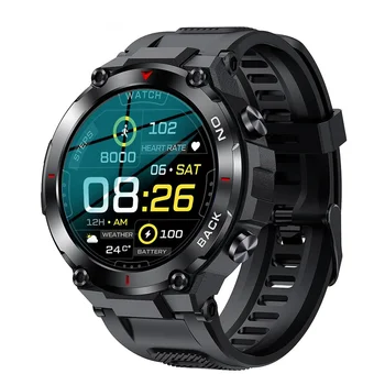 לם K37 GPS שעון חכם גברים בחוץ ספורט Smartwatch IP68, עמיד למים 480Mah 40 ימים ההמתנה, 360*360 HD מסך טי-רקס 2 קידום