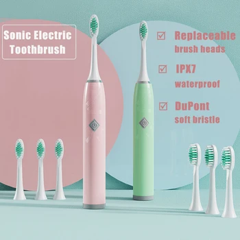 למבוגרים סוניק מברשת שיניים חשמלית צבעוני נייד נסיעות Toorhbrush עיצוב החלקה רך מעוגל זיפים עבור השיניים רגיש