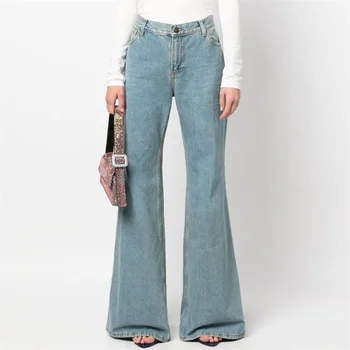 לנשים ג 'ינס 2023 קיץ חדש בציר לשטוף כותנה ג' ינס של נשים מכנסיים אופנה קוריאנית גבוהה המותניים הזיקוק מכנסיים y2k מכנסיים traf