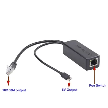 מבודד 5V 12W IEEE802.3-AF IEEE802.3. ב-Micro USB פו ספליטר נתב WIFI Pi פטל Power Over Ethernet 48V 5V 2.4 A