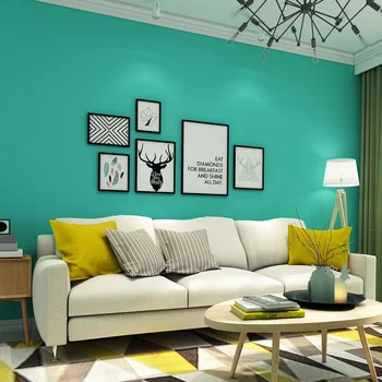 מוצק מודרני בצבע כחול קיר מסמכי עיצוב פנים חדר השינה, הסלון דביק רול טפט על קירות המסמכים דה ונקייה