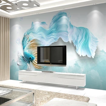 מותאם אישית הקיר בד 3D סטריאו מופשט כחול גופי טפט חי בחדר השינה טלוויזיה רקע הביתה דקורטיביים ציורי קיר המסמכים Tapiz