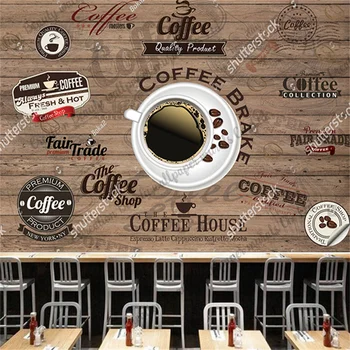 מותאם אישית מעץ קפה טפט תעשייתיות דקורטיביות וציורי קיר בית קפה מסעדה בית קפה רקע קיר נייר המסמכים Tapiz