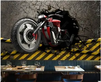 מותאם אישית ציור צילום 3d טפט אירופאי רטרו וול-שבירת אופנוע עיצוב הבית 3d ציורי קיר טפט על קיר בגלילים