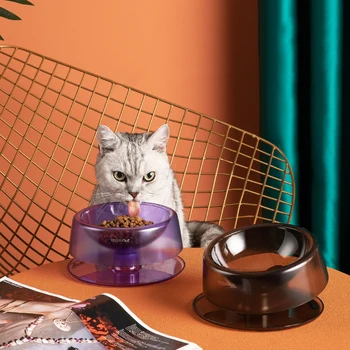 מזון לחתולים קערות אנטי-מפנה גידל חתול קערת אוכל מוטה גבוהות חיית המחמד מזין Waterer שטוח בפני חתולים כלבים קטנים
