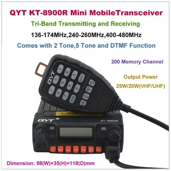 מיני נייד המשדר QYT KT-8900R KT8900R Tri-band נייד רדיו 136-174/240-260/400-480MHz KT-8900 KT8900 הגרסה המשודרגת