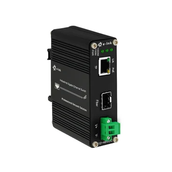 מיני תעשייתי 30W/60W פו Gigabit Media Converter 12~48VDC 1 יציאת דין Ethernet Switch עם SFP במקרה אלומיניום