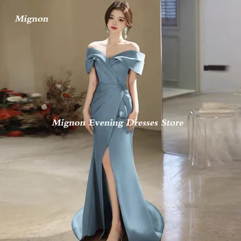 מיניון סאטן מתוקה באורך רצפת שמלת נשף ה-Off-הכתף מחשוף ערב רשמית אלגנטי שמלות ערב לנשים 2023