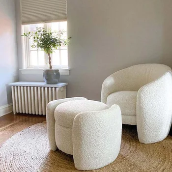 מינימליסטי מודרני ספוג הספה כיסאות כבש יוקרה, חדר שינה סלון פשוטה אחת הכיסא רהיטים כורסה קשת דירה קטנה.