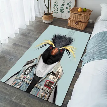 מצחיק מר פינגווין שטיח 3D בכל מודפס החלקה מחצלת חדר אוכל סלון רך השינה השטיח