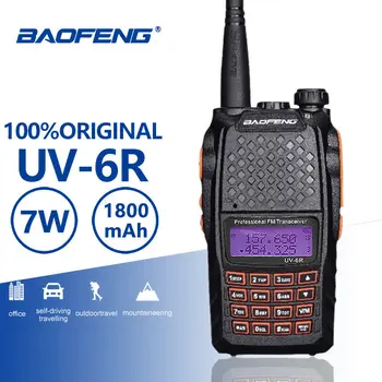 מקורי Baofeng UV-6R 7-וואט Dual Band רדיו דו-כיווני תצוגה כפולה חזיר ווקי טוקי UV6R Hnadheld FM משדר רדיו CB