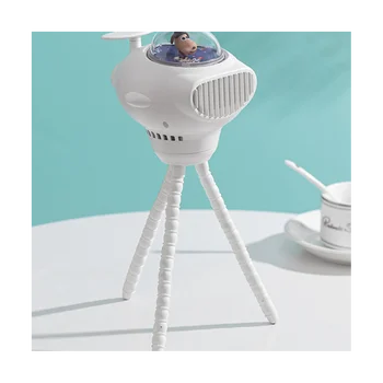 מקסים קריקטורה נייד בטוח העגלה מאוורר USB לטעינה קירור אוויר מאוורר חשמלי ביתי רב תכליתי כף יד(לבן)