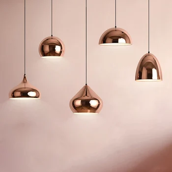 נורדי Led אור תליון רוז זהב מראה מנורת אהיל תאורה תלויות מסעדה בר חיים עיצוב חדר מודרני נברשות רהיטים