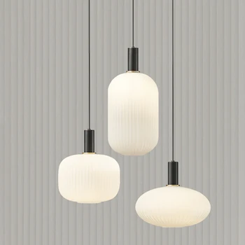 נורדי זכוכית אורות תליון רטרו מסעדה יצירתי הסלון תליון מנורה פשוטה ליד המיטה מנורה E27 LED אור