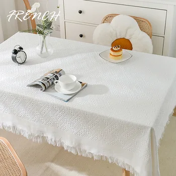 נורדי כותנה פשתן מפת שולחן מלבני תה שולחן ציצית תחרה המפה צילום יוקרה האוכל בד שולחן קישוט