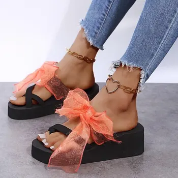 ניו נשים קשת קיץ סנדלי סנדל מקורה חיצונית חוף נעלי הקיץ של נשים את נעלי כפכפים על הפלטפורמה בתוספת גודל 41 42
