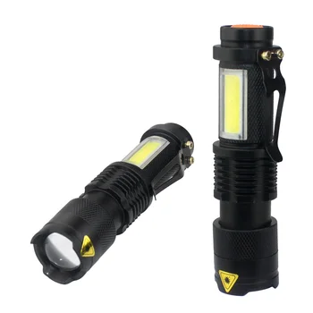 נייד AA פנס טקטי 4 מצבים 14500 סוללה COB LED זום עמיד למים Q5 פנס עבור קמפינג ציד אופניים תאורה
