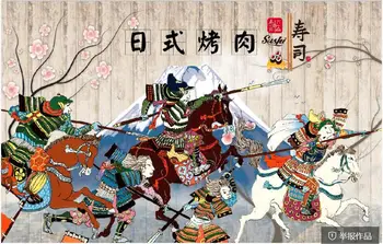 נייר קיר 3 d עיצוב הבית מותאם אישית ציור קיר בציר הסמוראי היפני סוס מלחמה רקע תמונת טפט בסלון