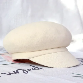 נשים חורף חם כובעי צמר פשוטה כתב כובע Soild צבע כנר כובע מצחייה כובע הברט מזדמן מחלק העיתונים גטסבי נהג הכובע